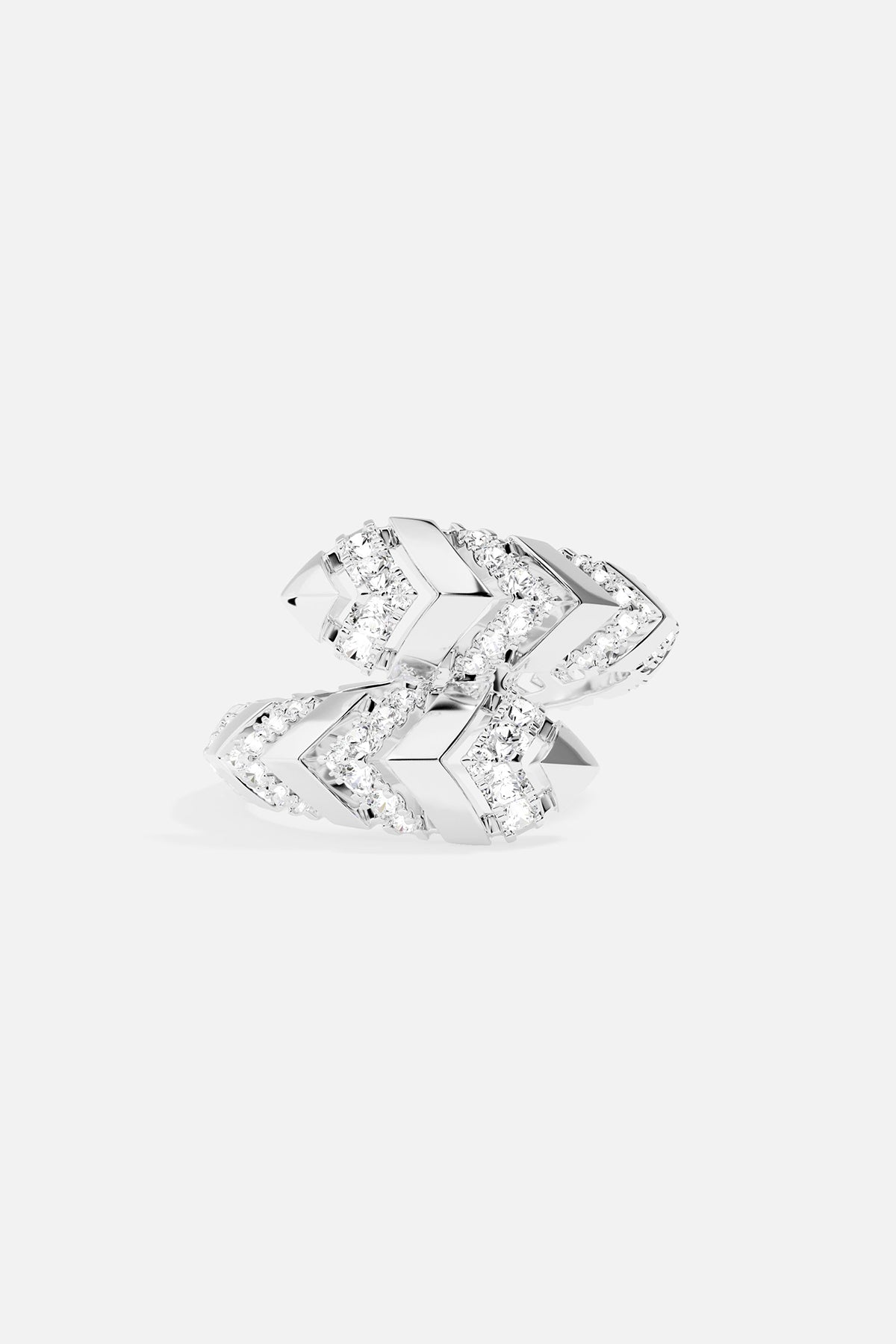 Silver ring on a light grey background