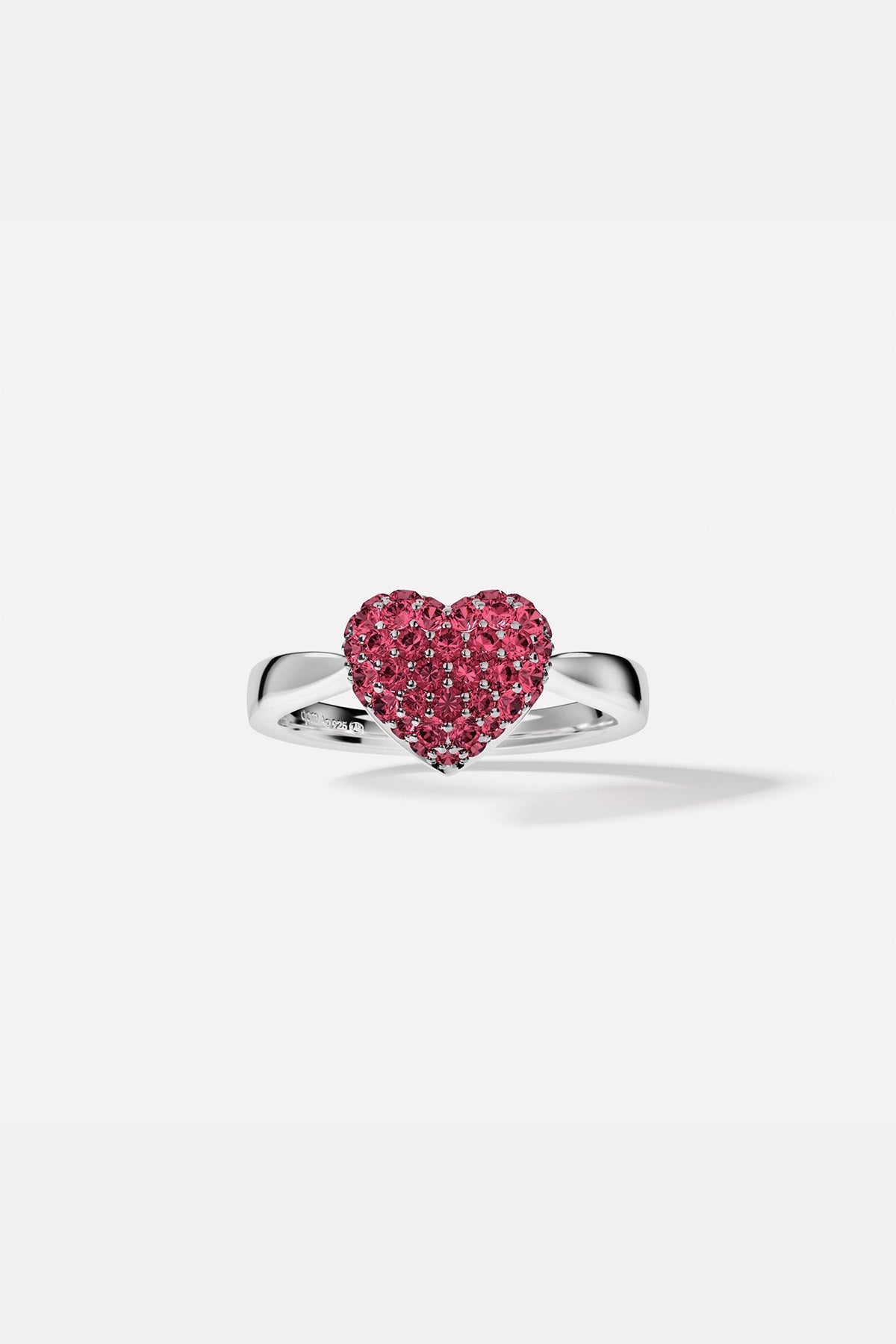 APM MONACO heart-shaped ring in silver with fuchsia stones
