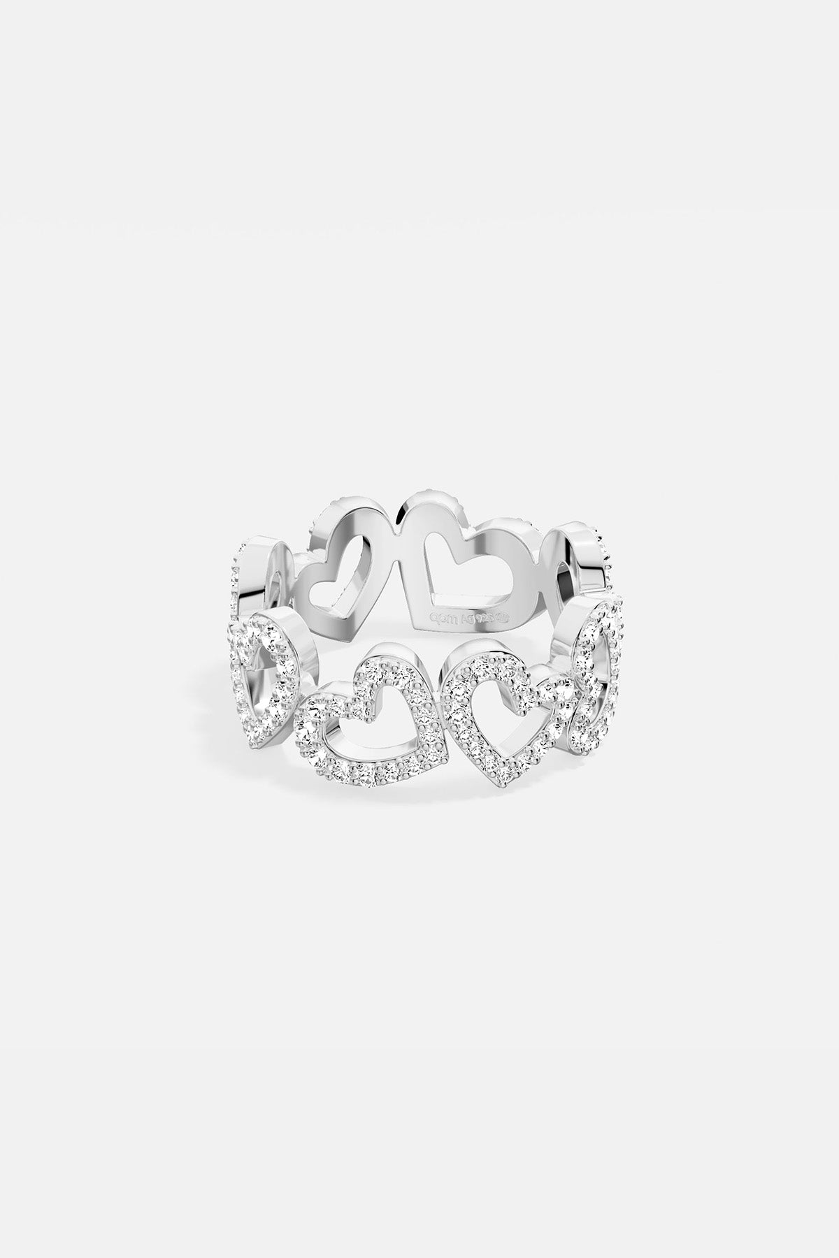 APM MONACO ring in silver with heart-shaped design on a white background