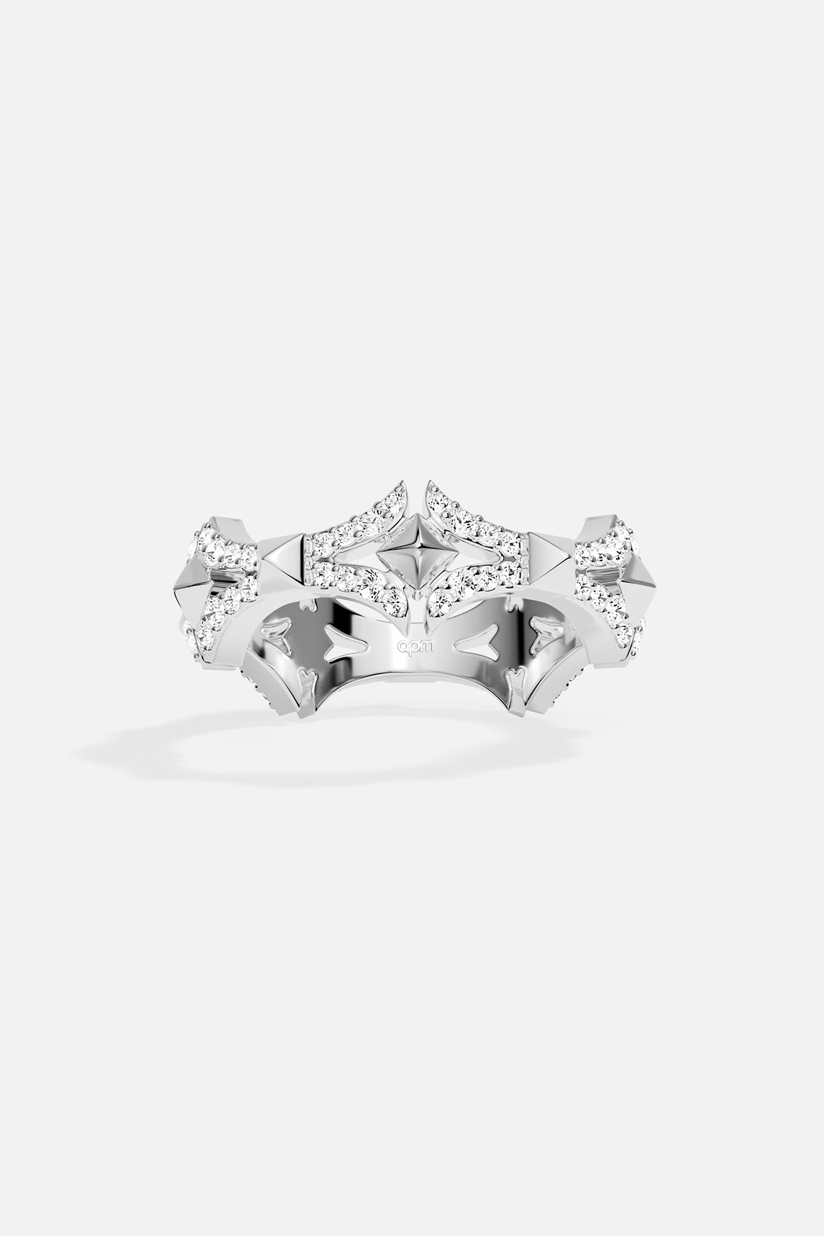 Silver ring on a light grey background