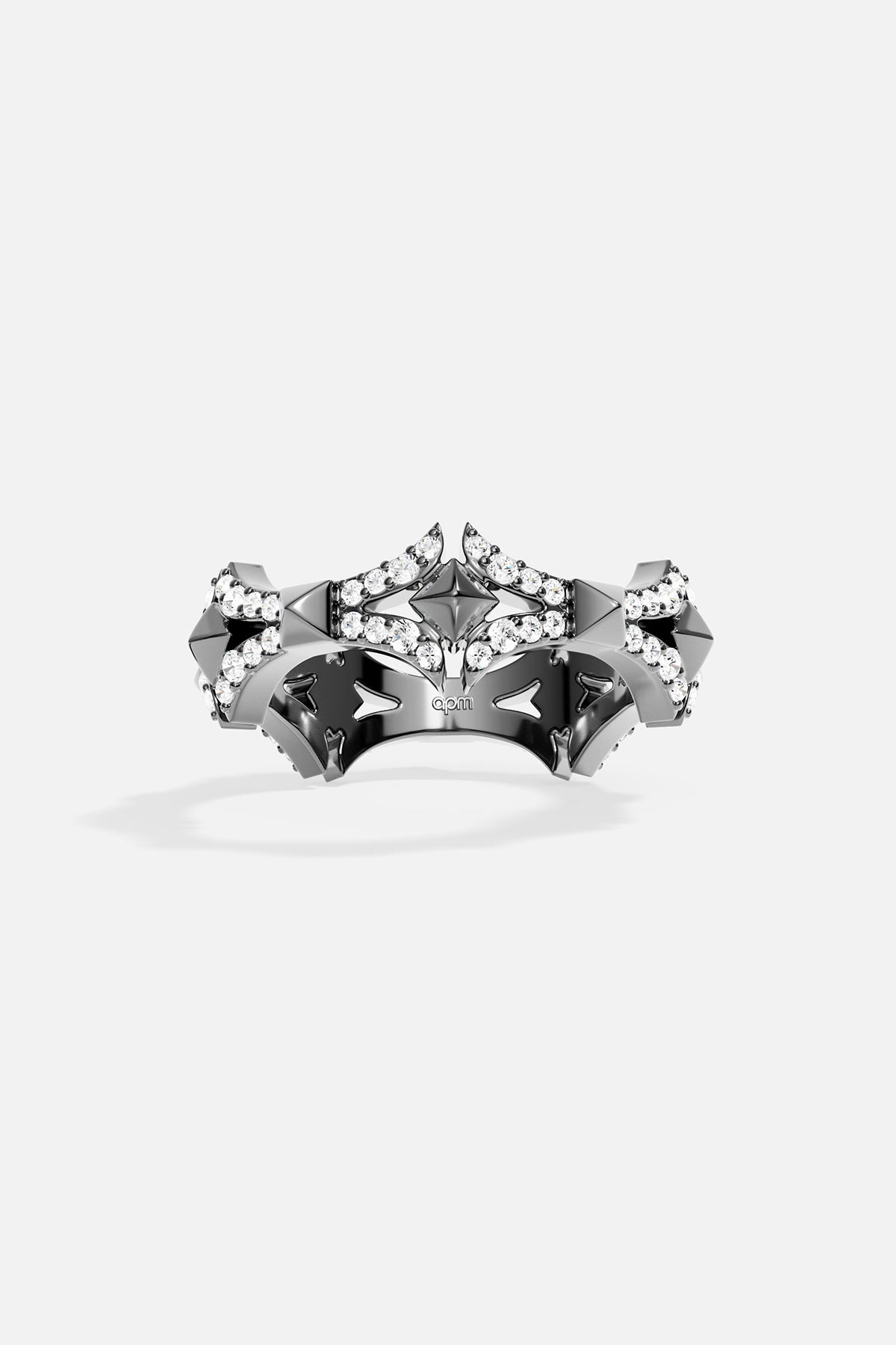 Silver ring on a light grey background