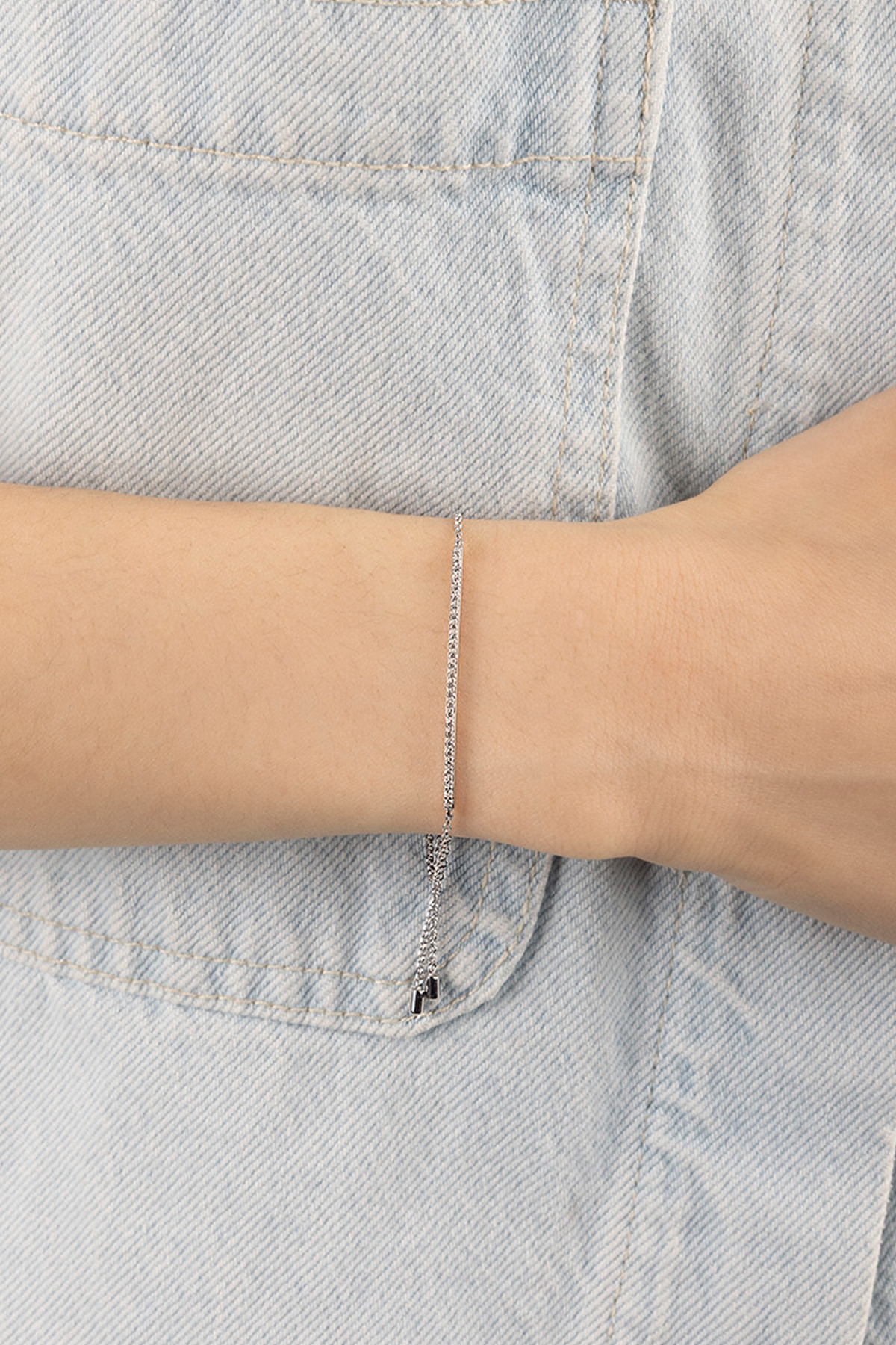 Adjustable Bracelet with Paved Line