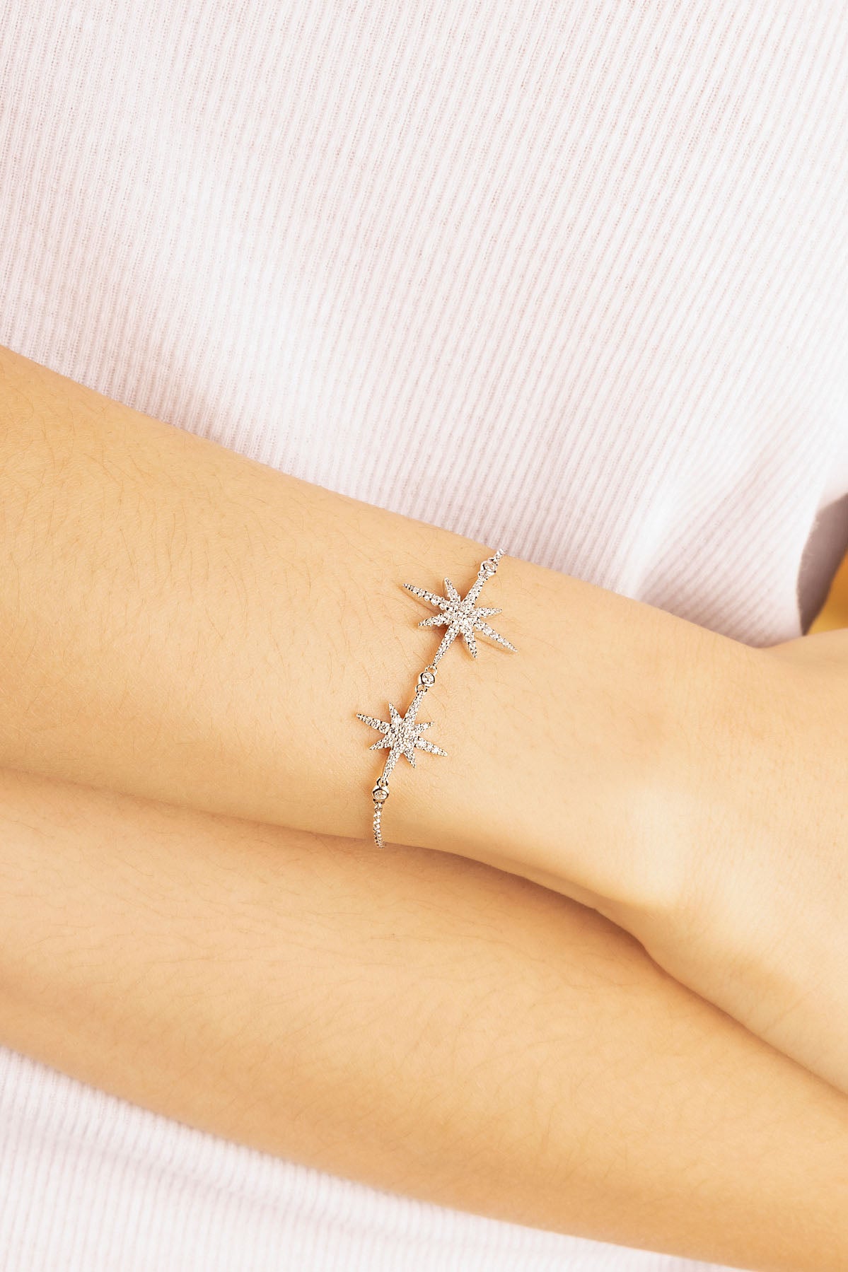 APM Monaco Double Météorites Bracelet in Silver worn on hand