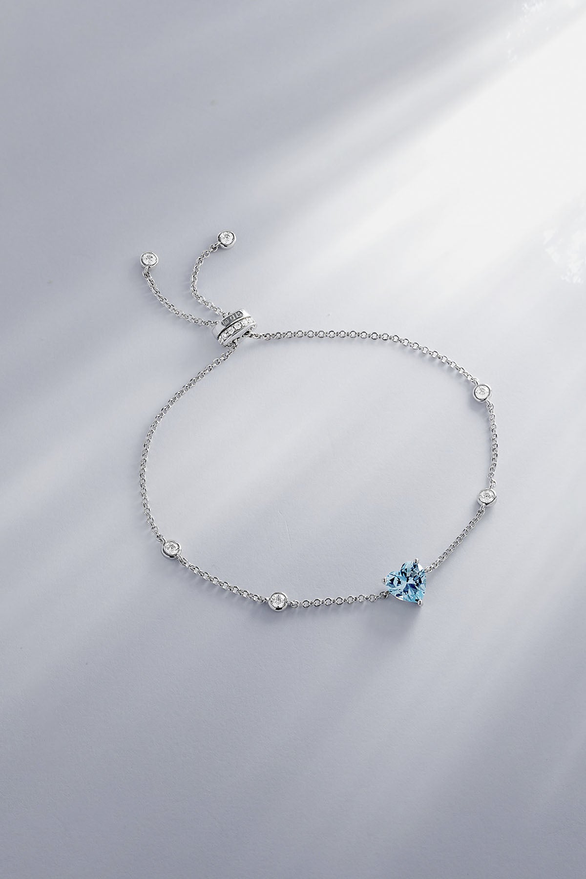 APM Monaco Blue Heart Adjustable Bracelet in Silver