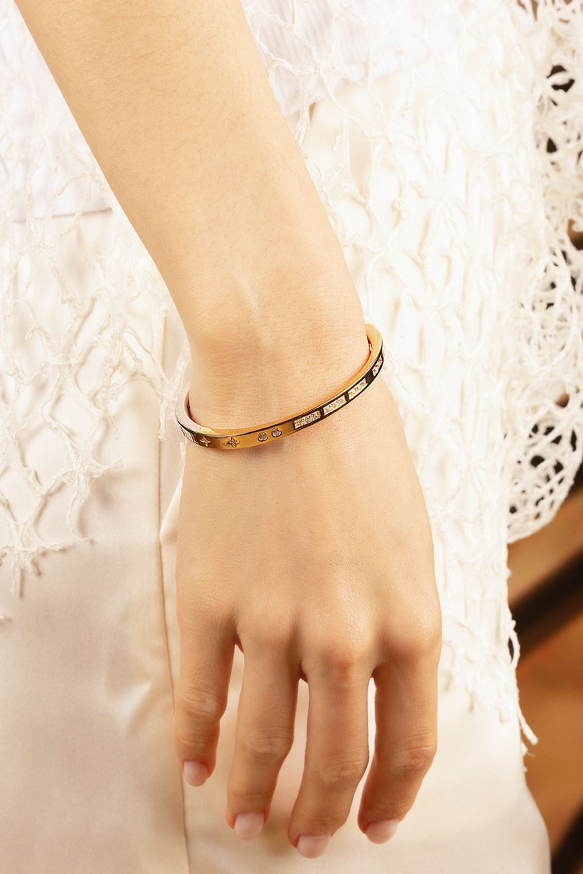 APM Monaco TOI MOI Morse Code Bangle in Silver, yellow gold