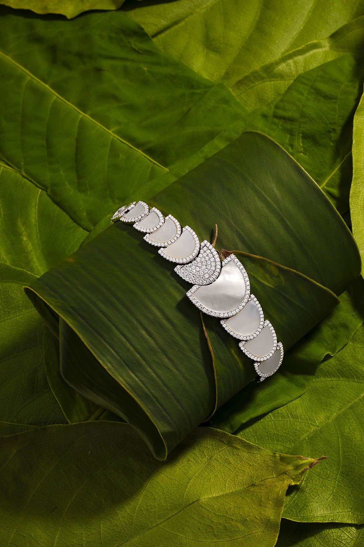 APM Monaco Half Moon Adjustable Bracelet With Nacre in Silver