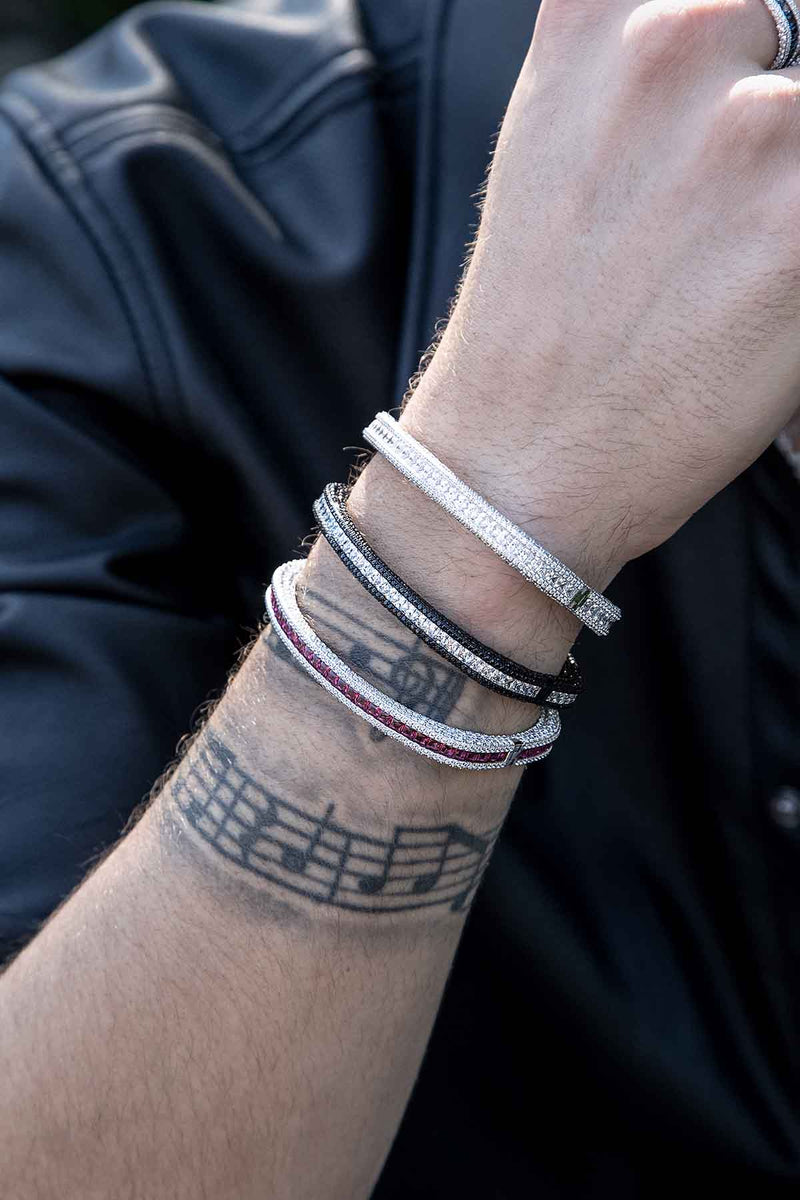 APM Monaco Pavé Bangle in Silver