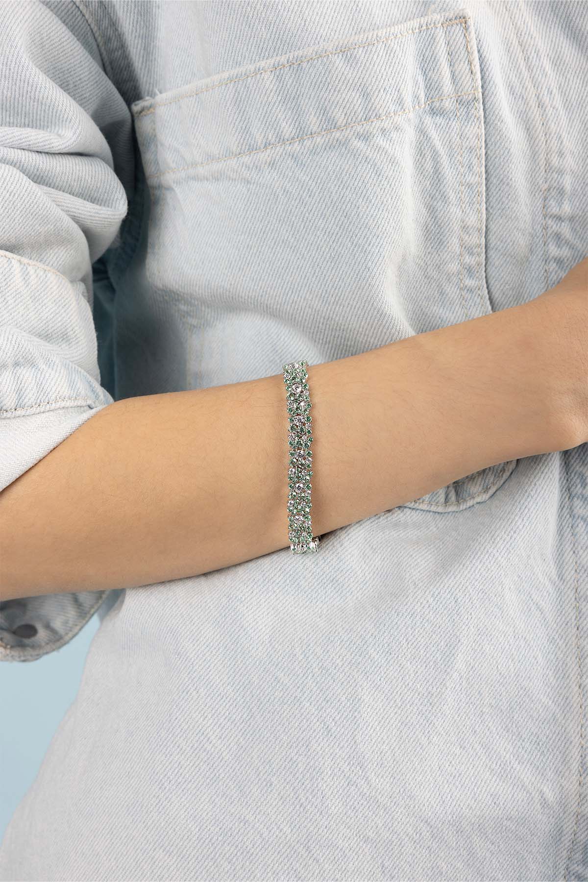 APM Monaco Pastel Green Drop Bracelet in Silver