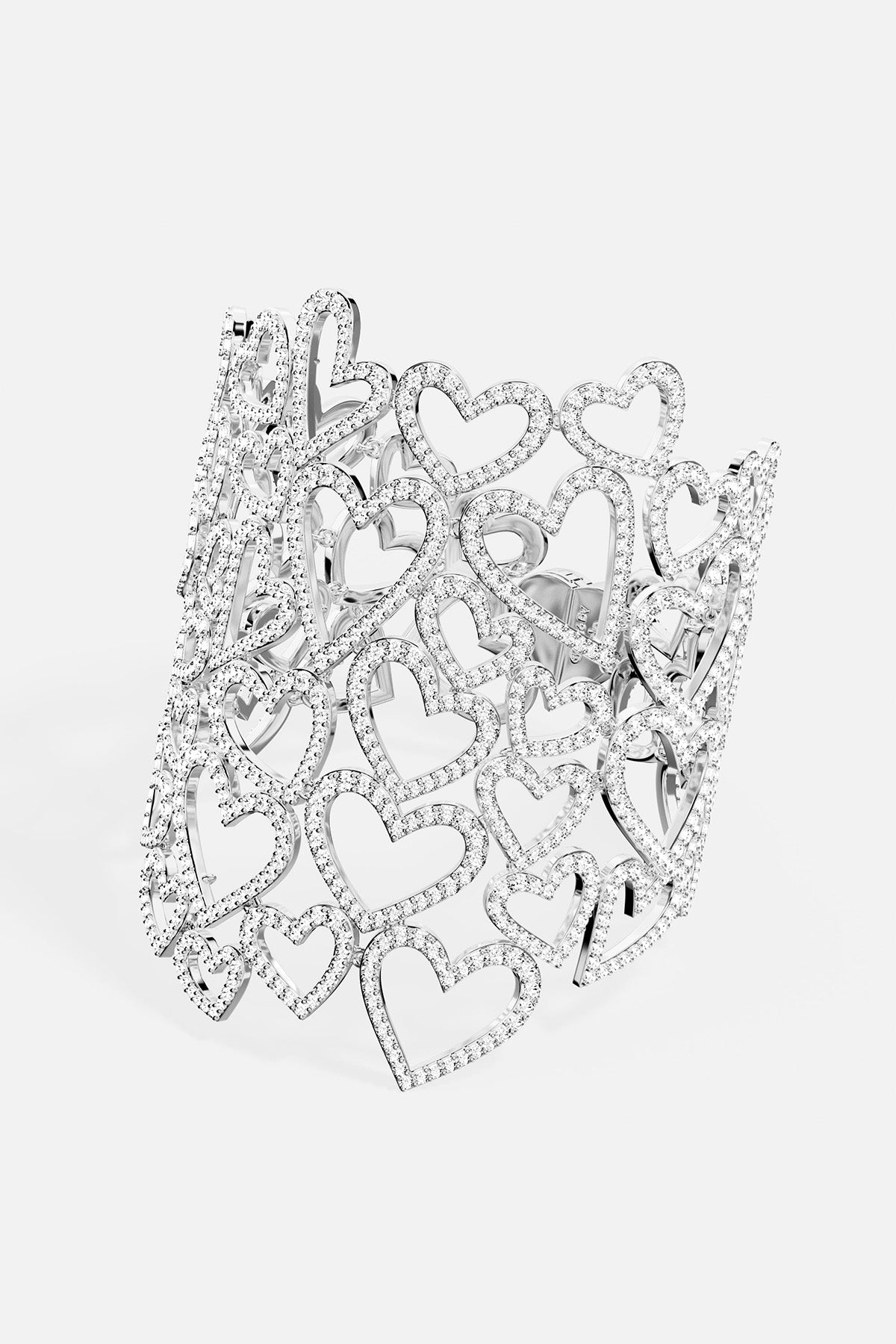 APM MONACO statement bracelet in silver with heart-shaped designs on a white background