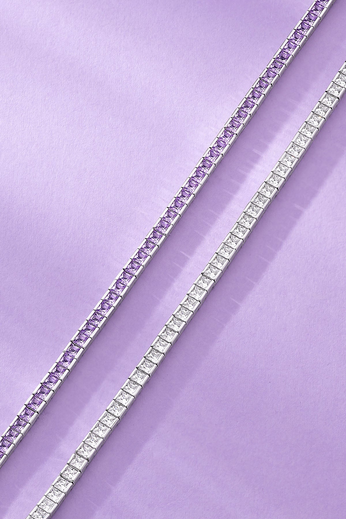 Lavande Lumière Pavé Bracelet on a purple background