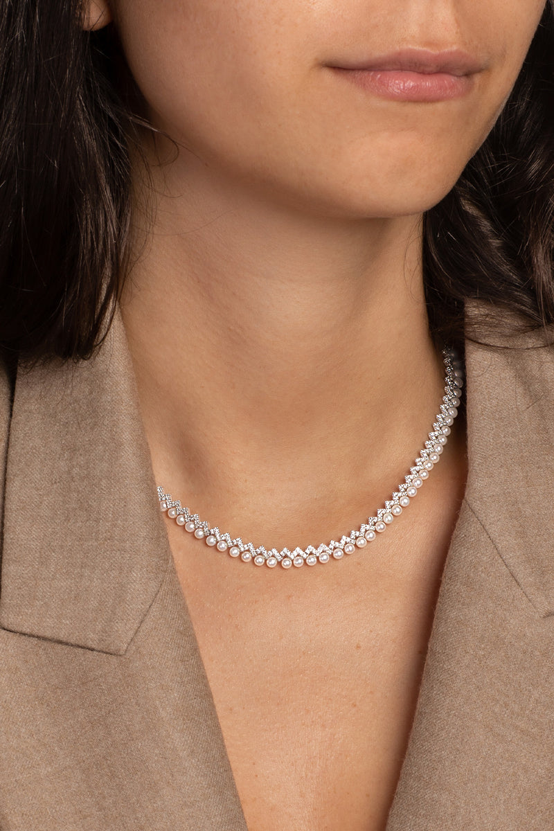 APM Monaco Up and Down Adjustable Necklace with Pearls in APM Alloy