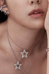 APM Monaco White Star Adjustable Necklace in Silver