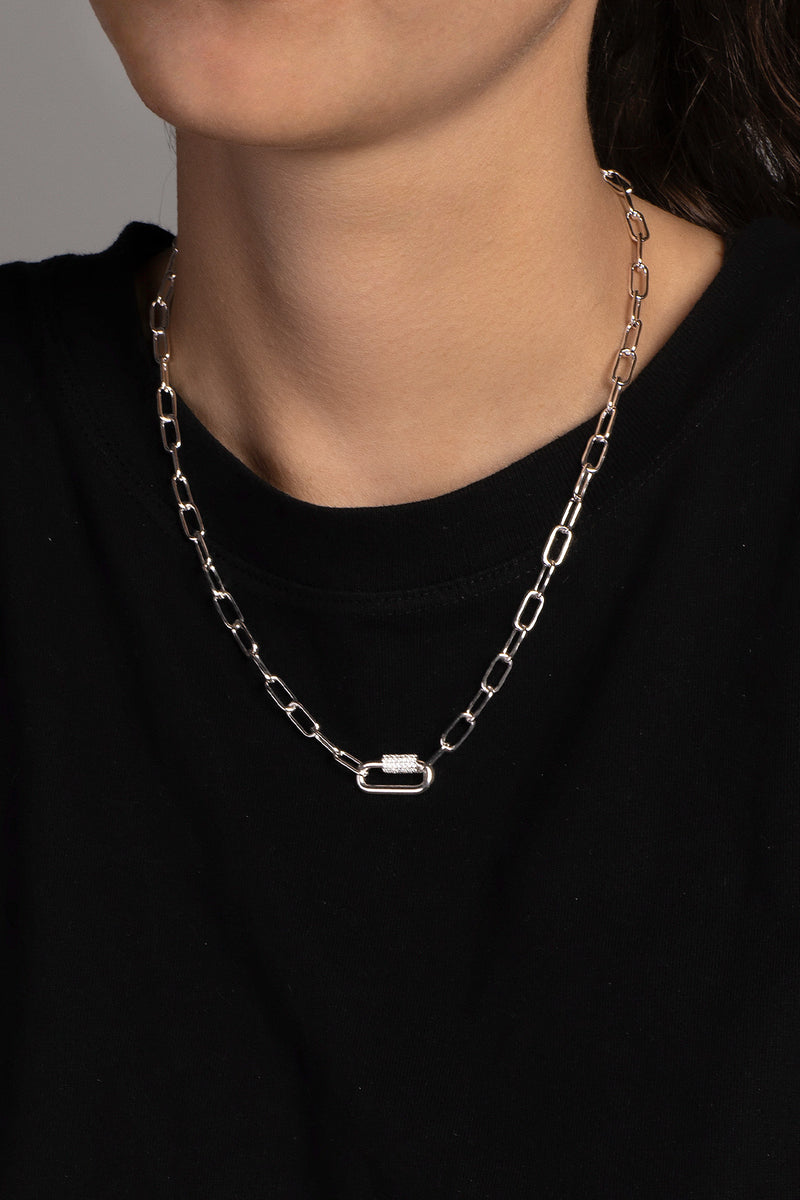 APM Monaco Long Chain Necklace in Silver