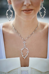 APM Monaco Moon Adjustable Necklace with Pearls in Silver