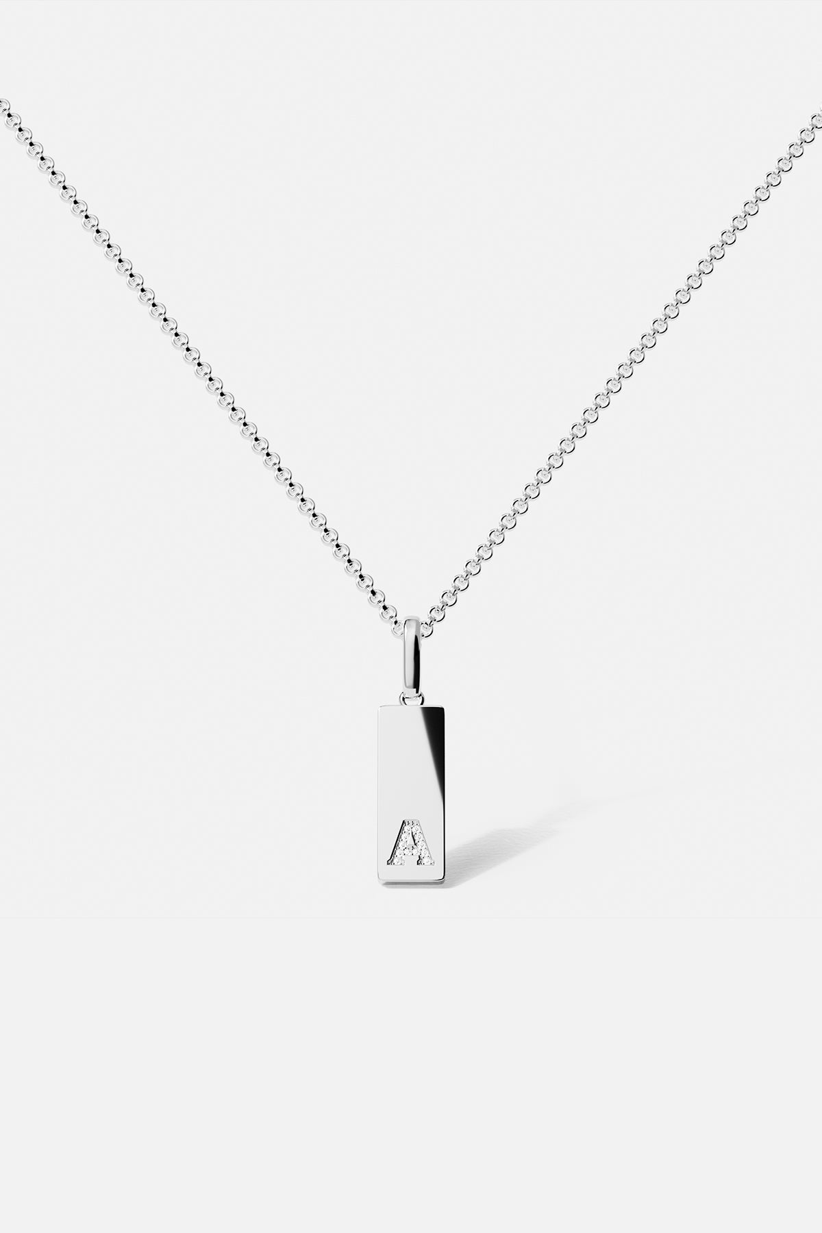 Alphabet Plate Necklace Silver