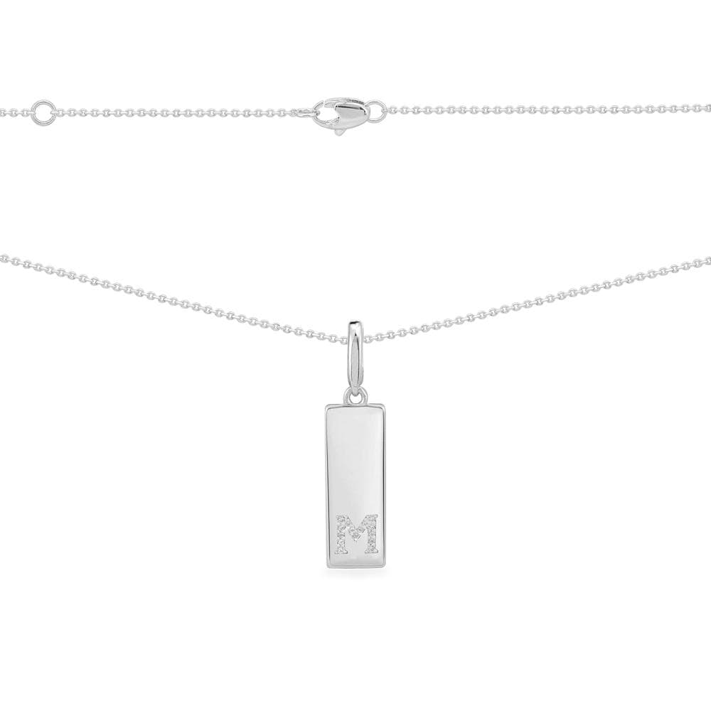 Necklaces APM Monaco: silver ball-chain necklace with a rectangular pendant featuring an inset M.