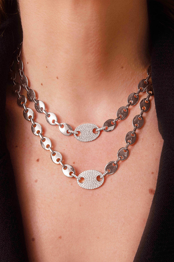 APM Monaco Grain De Café Chain Necklace in Silver
