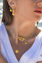APM Monaco Happy Face Plaque Necklace in Yellow Gold
