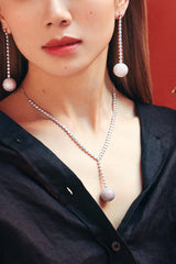 APM Monaco Disco Ball Y-Drop Adjustable Necklace in Silver
