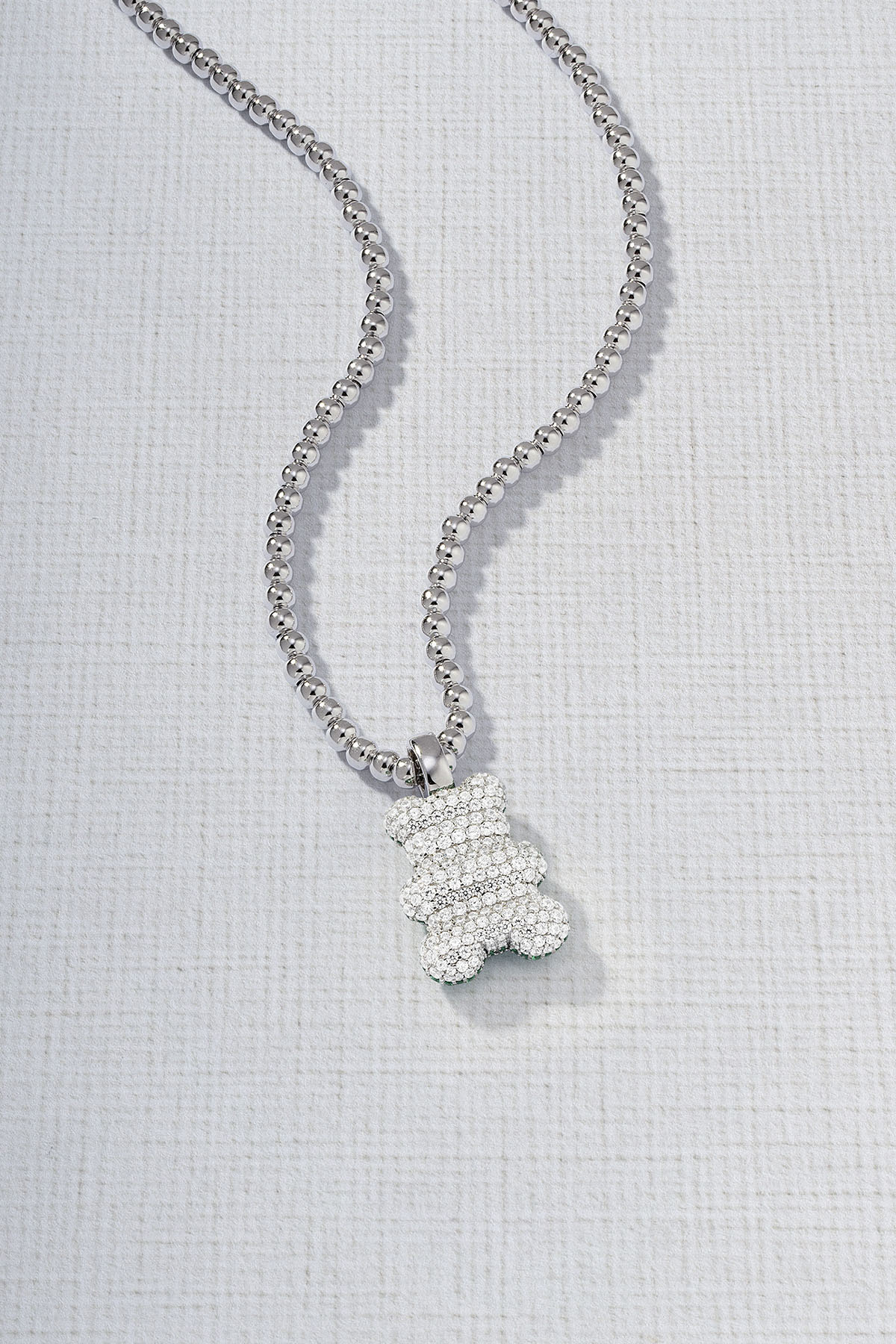 APM Monaco Mood Yummy Bear Adjustable Necklace With Beads in Silver