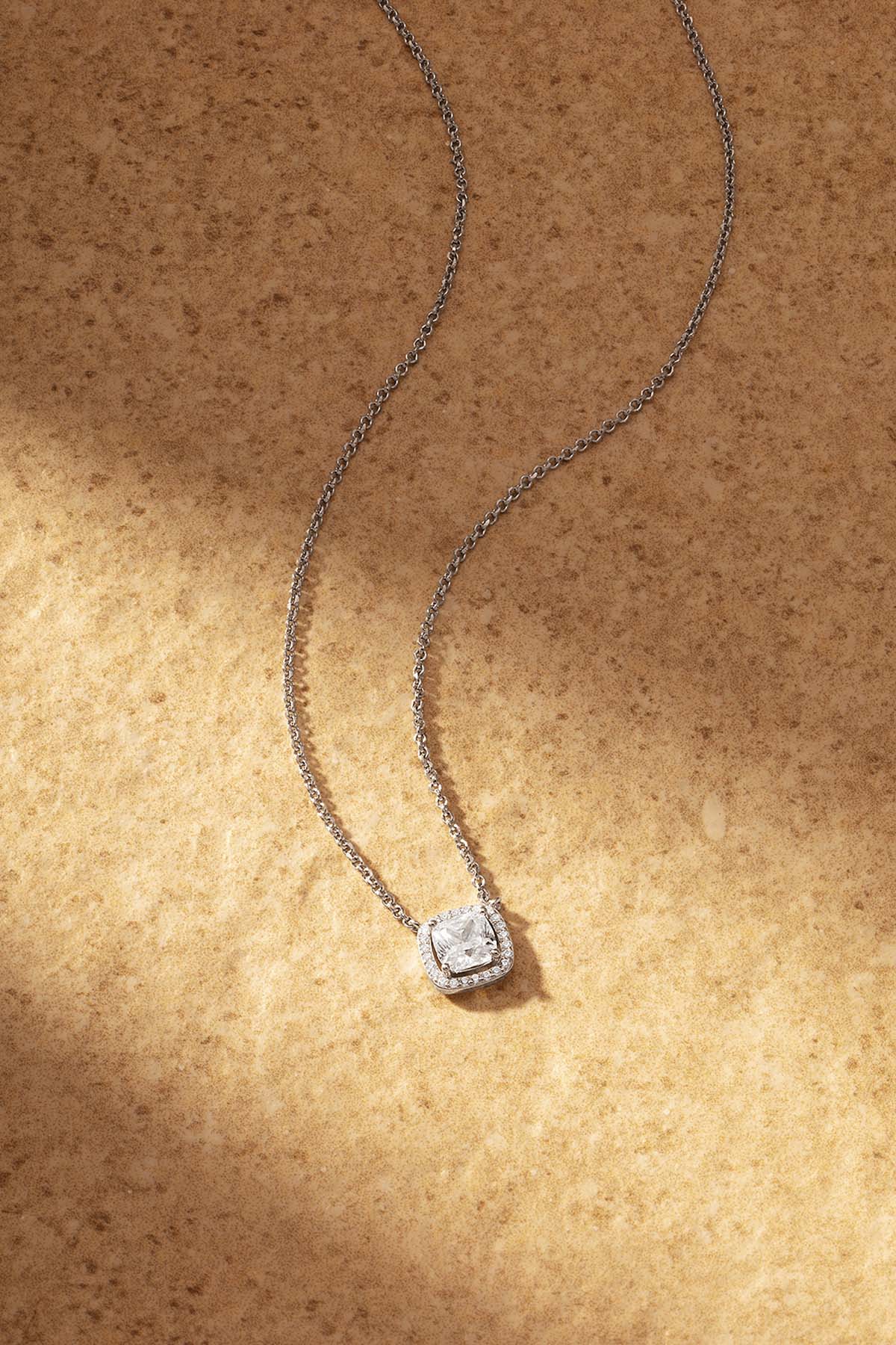 APM Monaco Adjustable Necklace With Small Square Stone in Silver