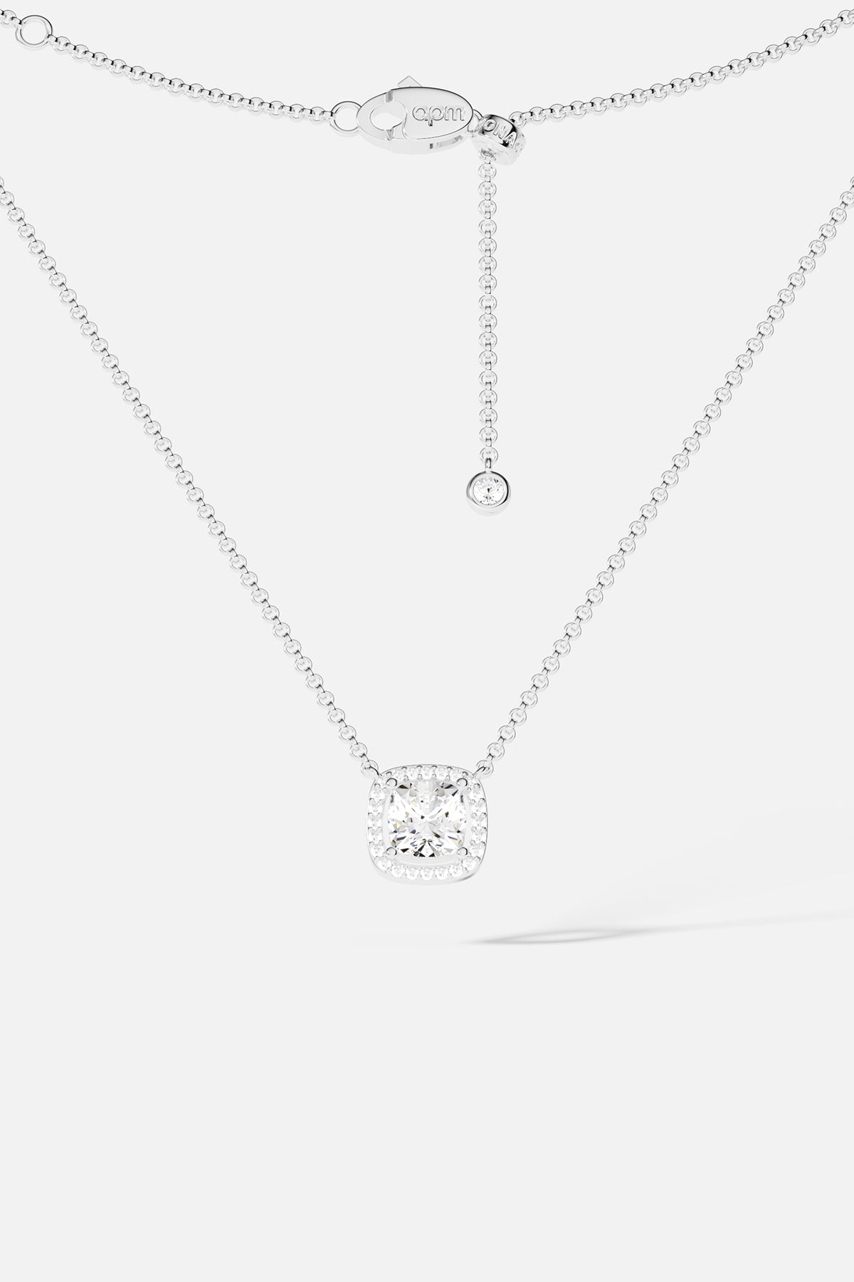 APM Monaco Adjustable Necklace with Small Square Stone in Silver