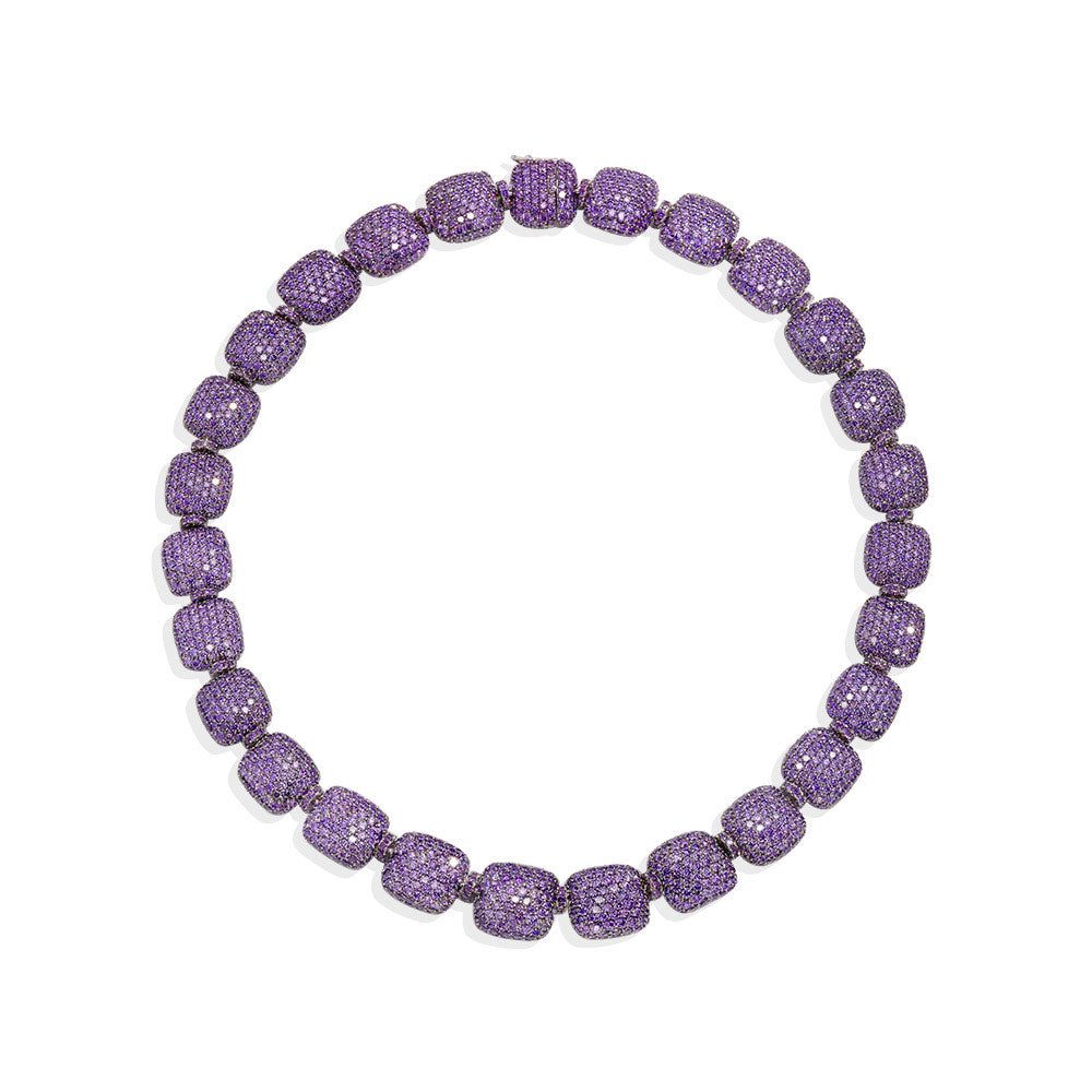 APM Monaco Purple Square Choker Jewelry in Silver