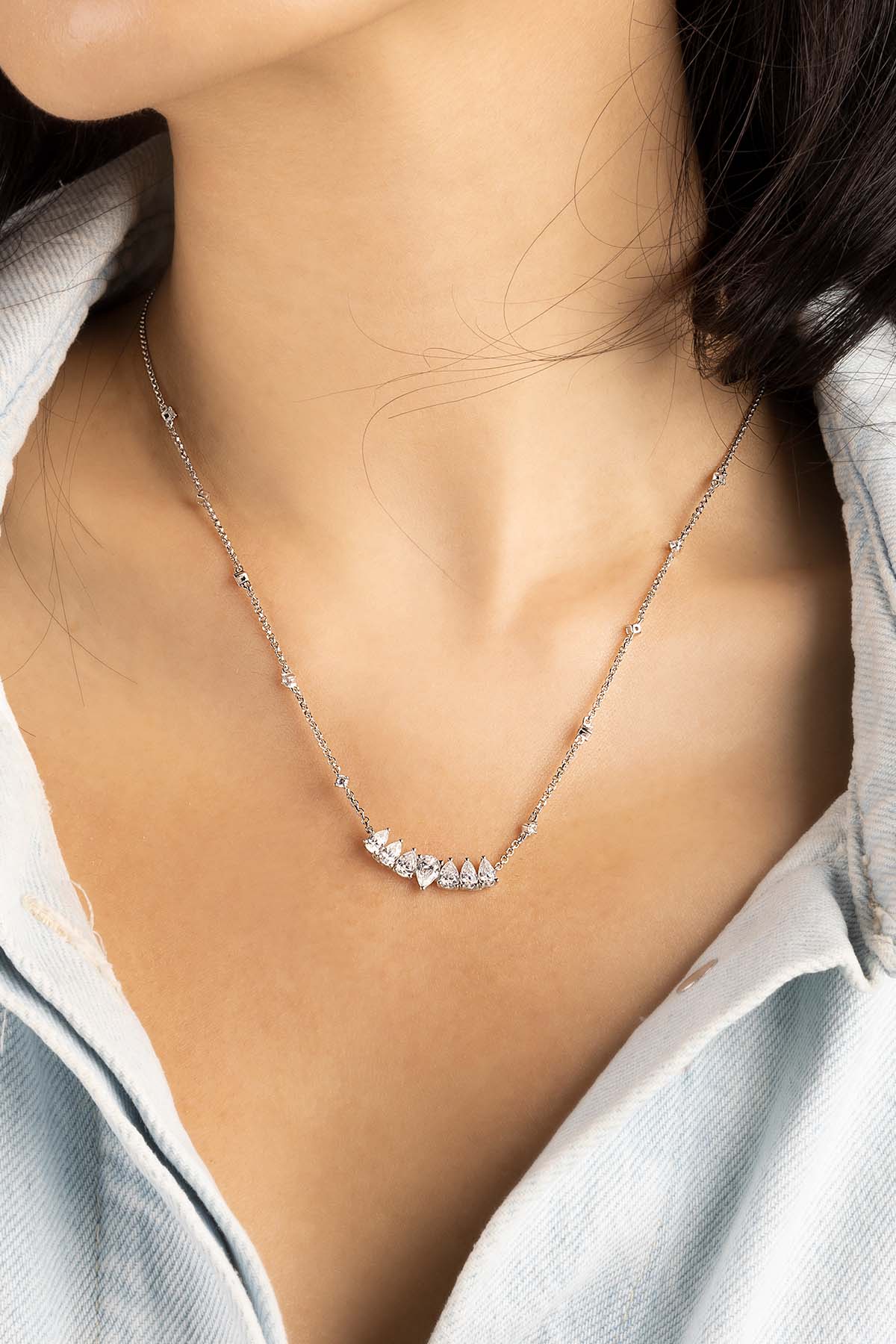 APM Monaco Drop Adjustable Necklace in Silver