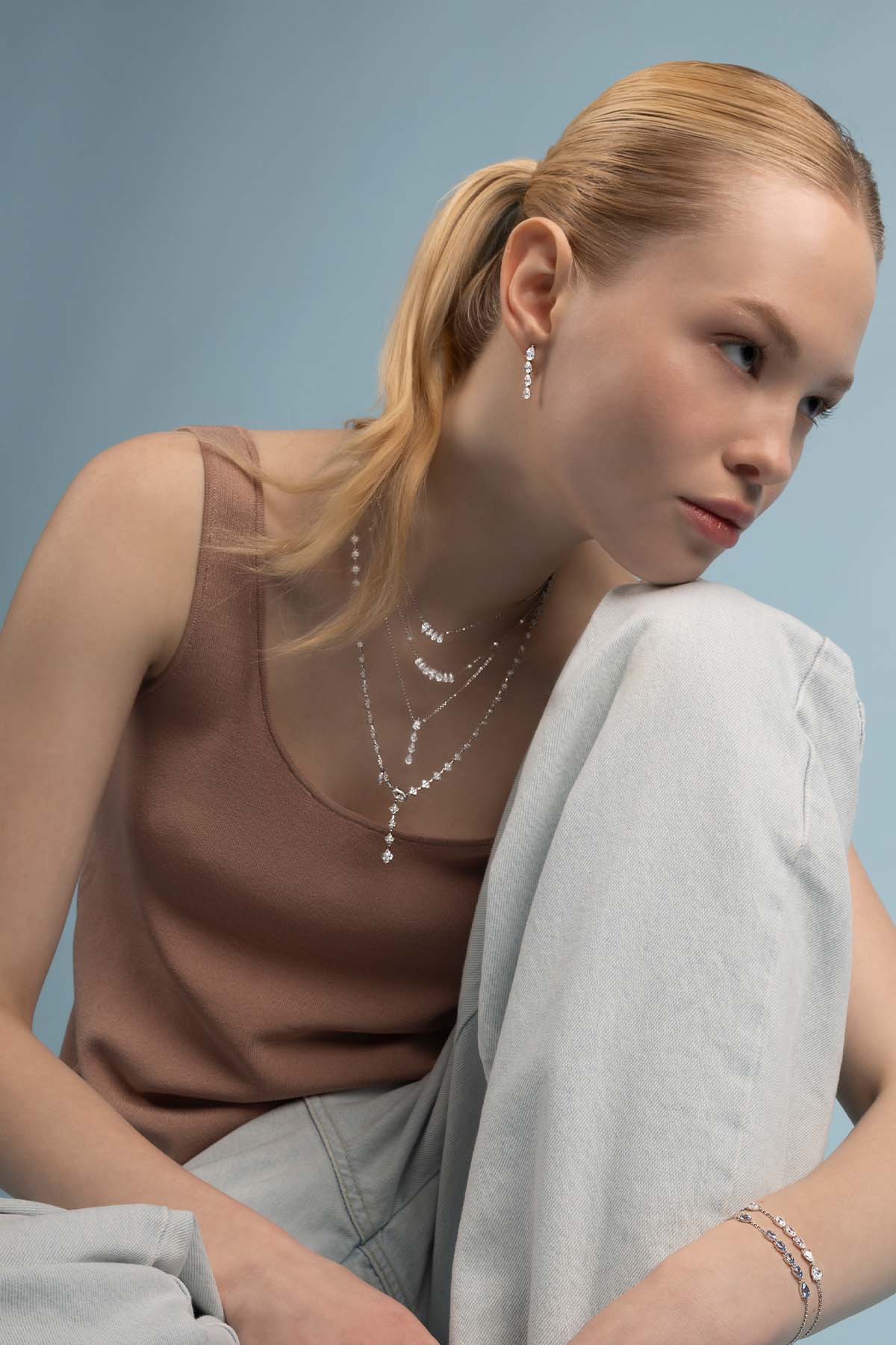 APM Monaco Drop Adjustable Necklace in Silver