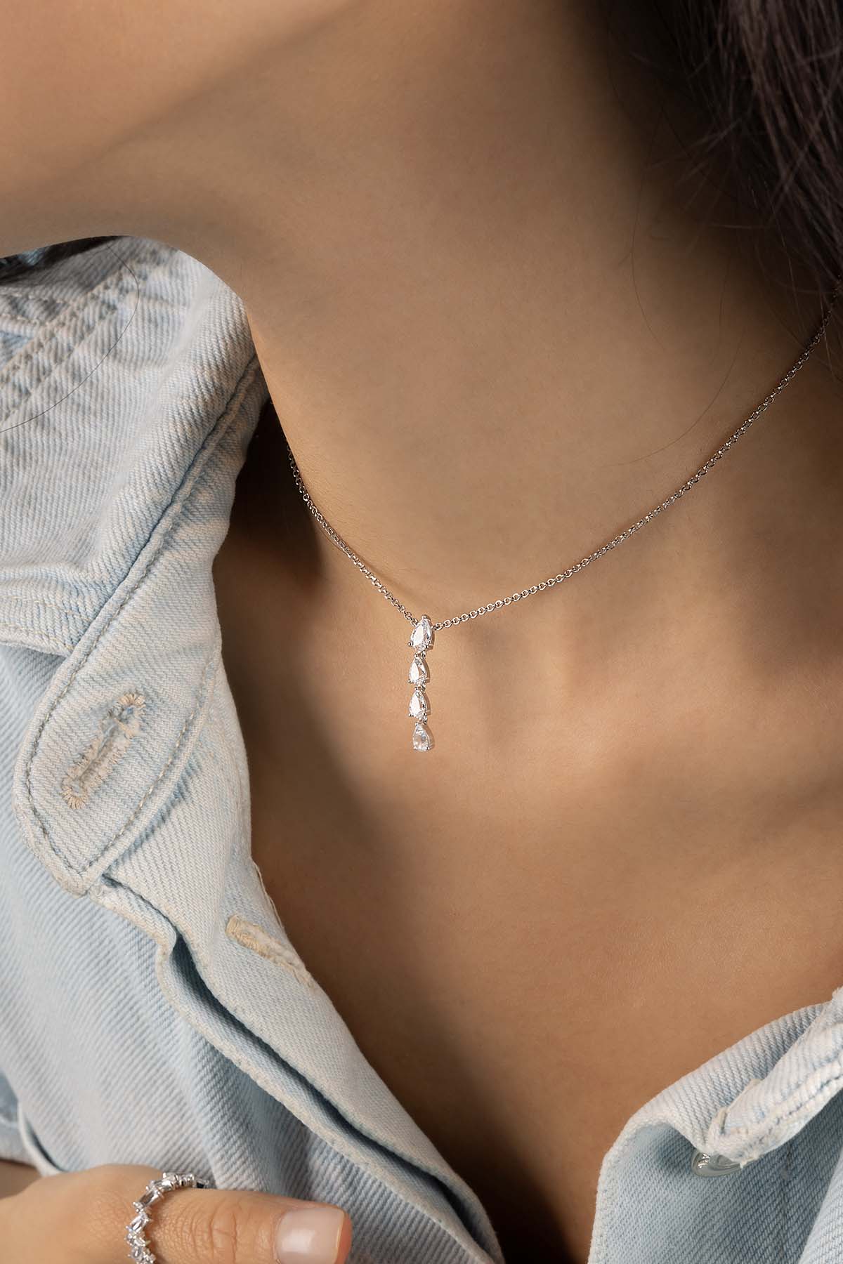 APM Monaco Drop Adjustable Necklace in Silver