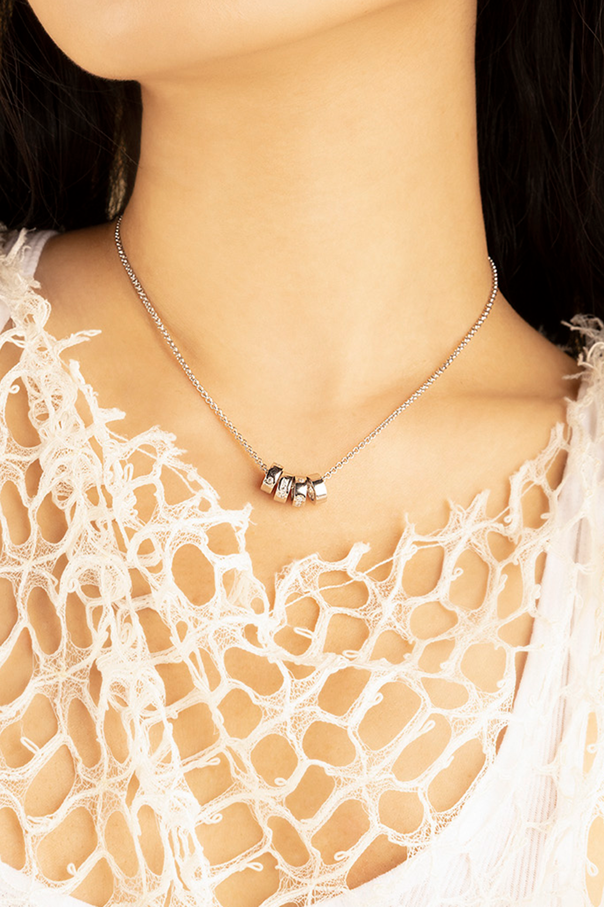 APM Monaco LOVE Morse Code Adjustable Necklace in Silver