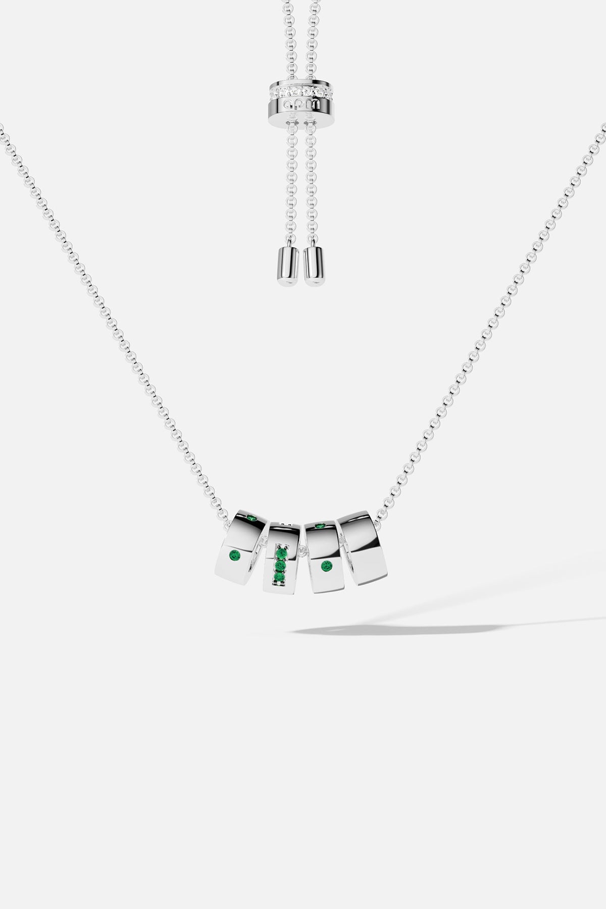 Silver necklace on a white background