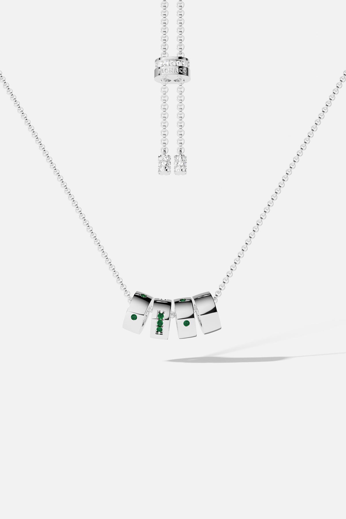 Silver necklace on a white background