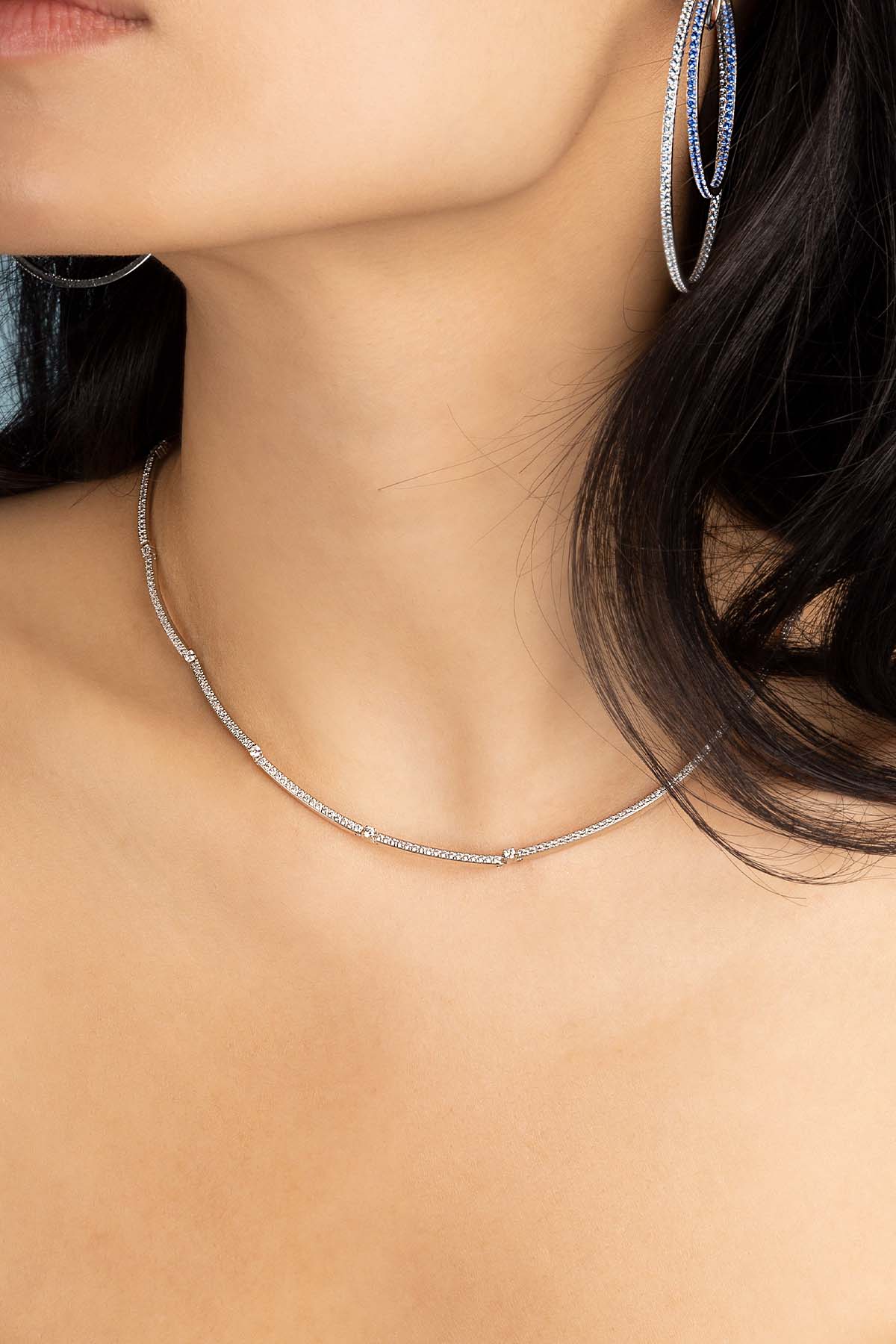 APM Monaco Linear Pavé Choker in Silver