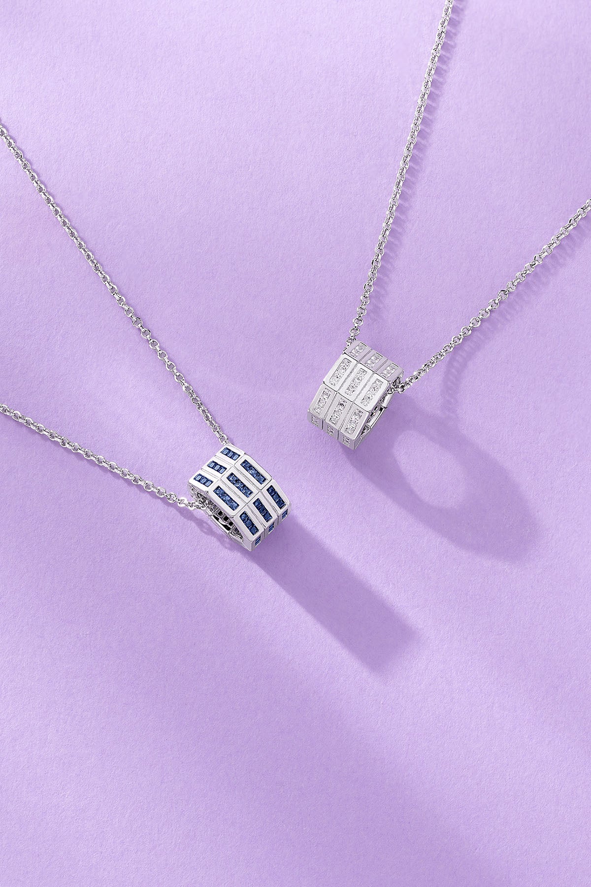 Necklace with a pendant on a purple background