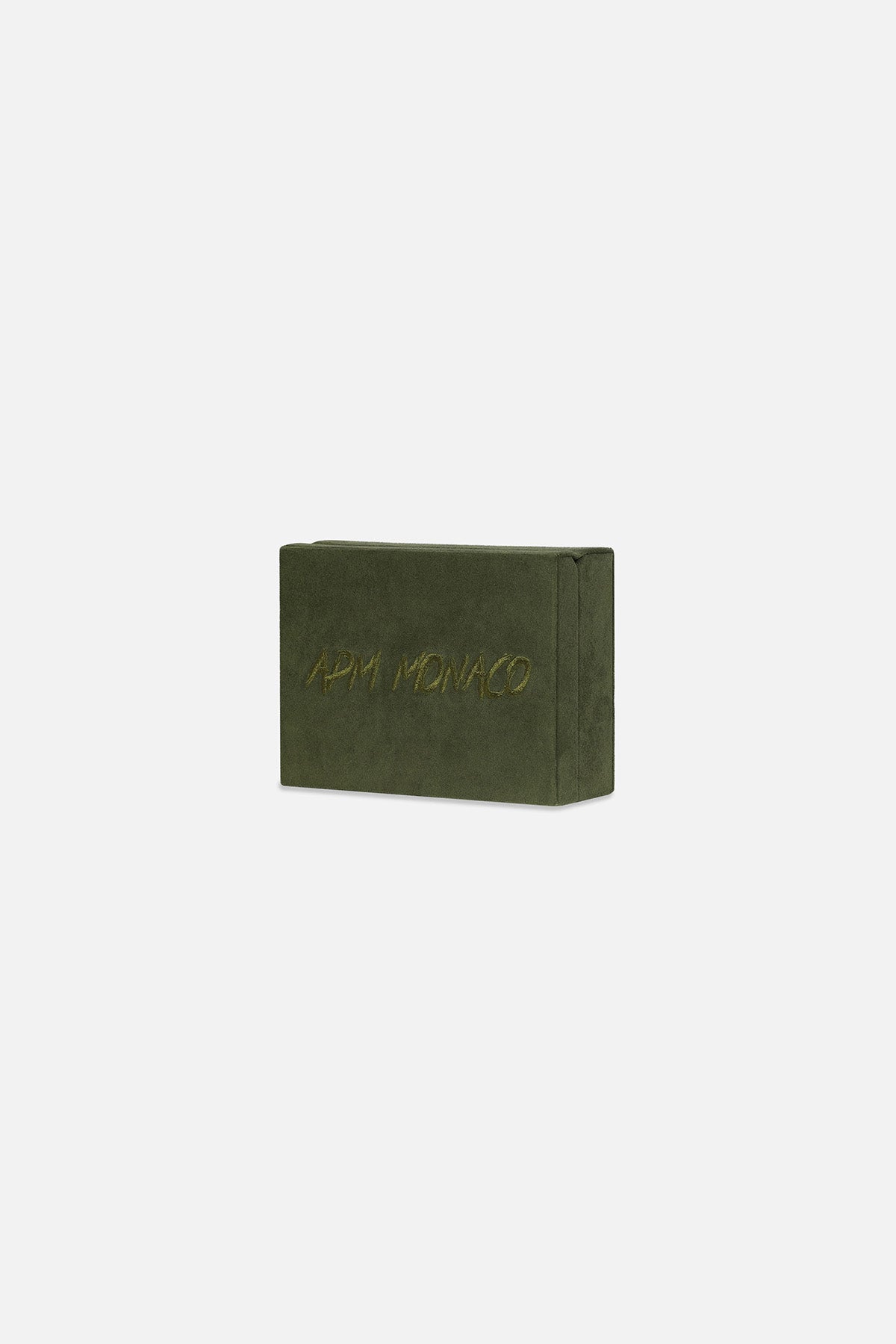 Green jewelry box on a light grey background