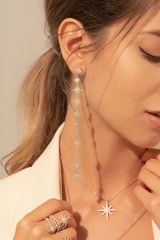 APM Monaco Long Asymmetric Météorites Earrings in Silver