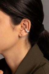 APM Monaco Up and Down Pearls Ear Cuff with Chains in Silver