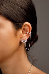 APM Monaco Single Moon & Stars Ear Cuff with Pearls in Silver