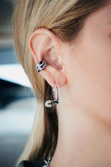 APM Monaco Single Safety Pin Hoop Earring in Silver
