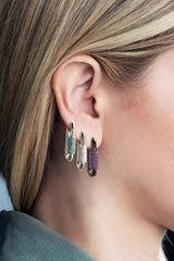 APM Monaco Single Purple Chain Link Earring in Silver