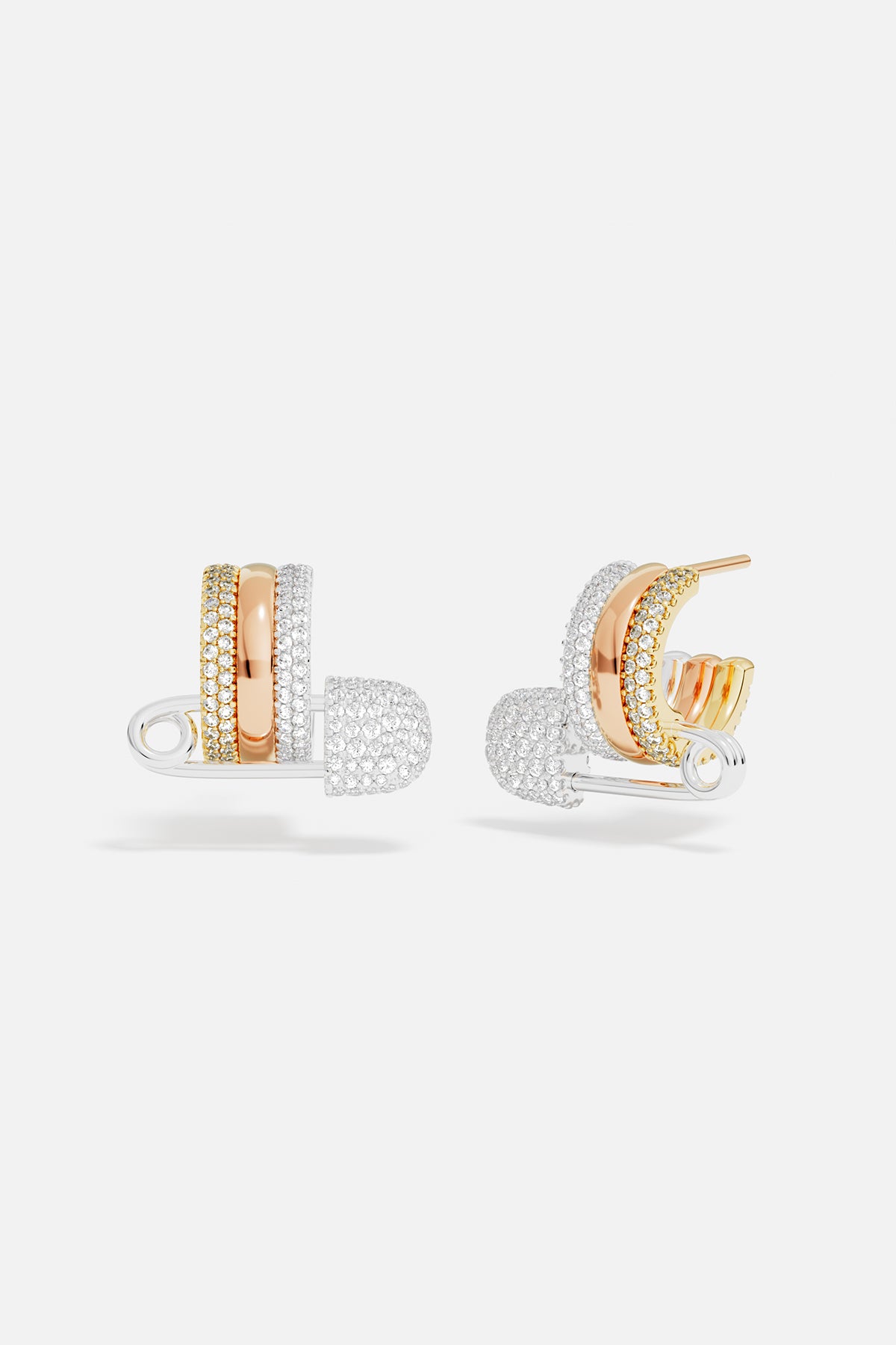 Multicolor Safety Pin Hoop Earrings