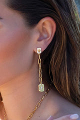 APM Monaco Paved Météorites and Medal Chain Drop Earrings in APM Alloy