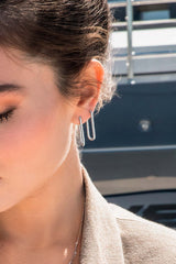 APM Monaco In and Out Paved Rectangle Earrings in Silver