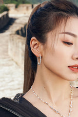 APM Monaco Pavé Hoop Earrings with Pearls in Silver