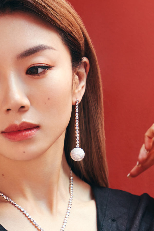 Long Disco Ball Drop Earrings