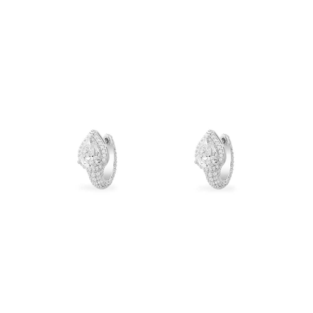 Huggie Earrings With White Pear Stones - APM Monaco UK