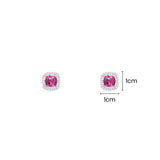 Fuchsia Square Stud Earrings