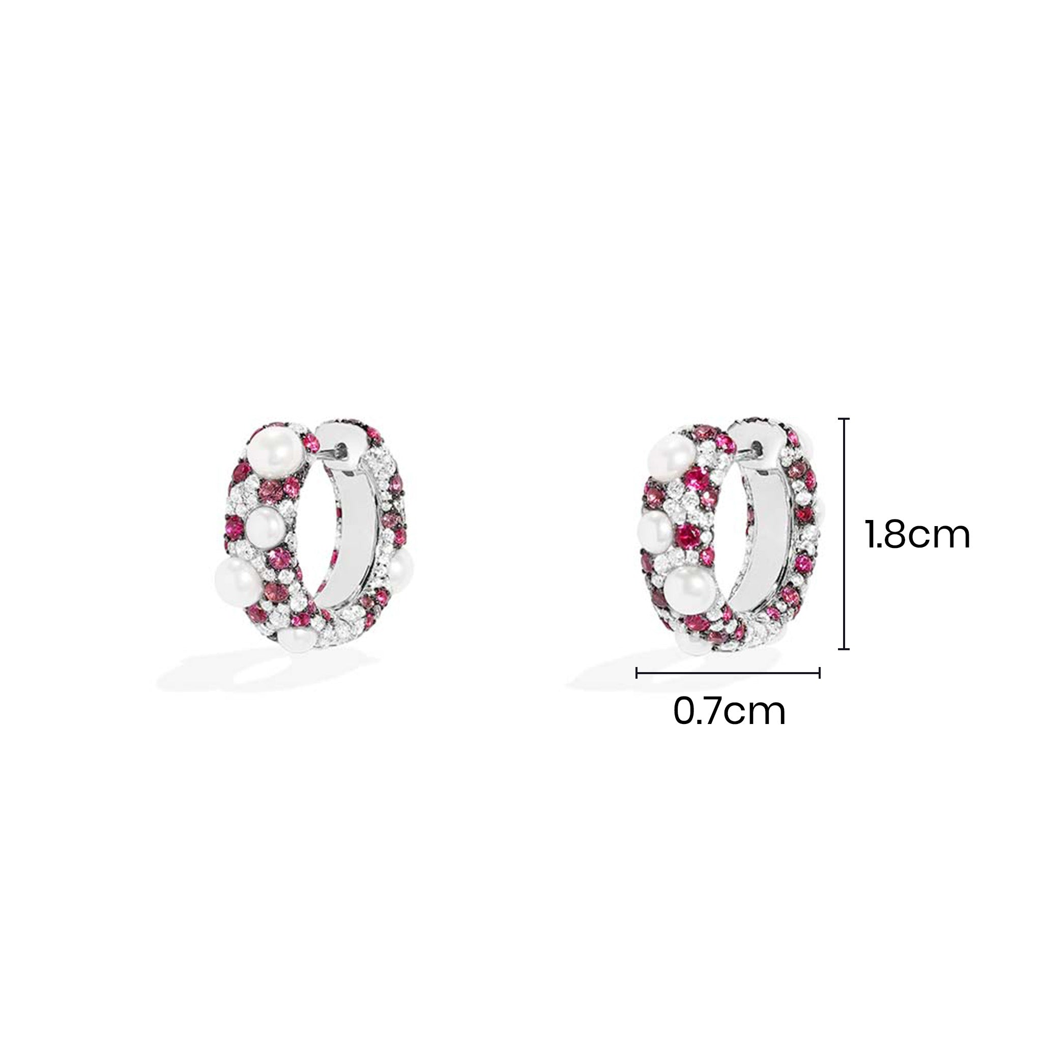 Mini Fuchsia Pavé Hoop Earrings With Pearls Apm Monaco Apm Monaco Uk