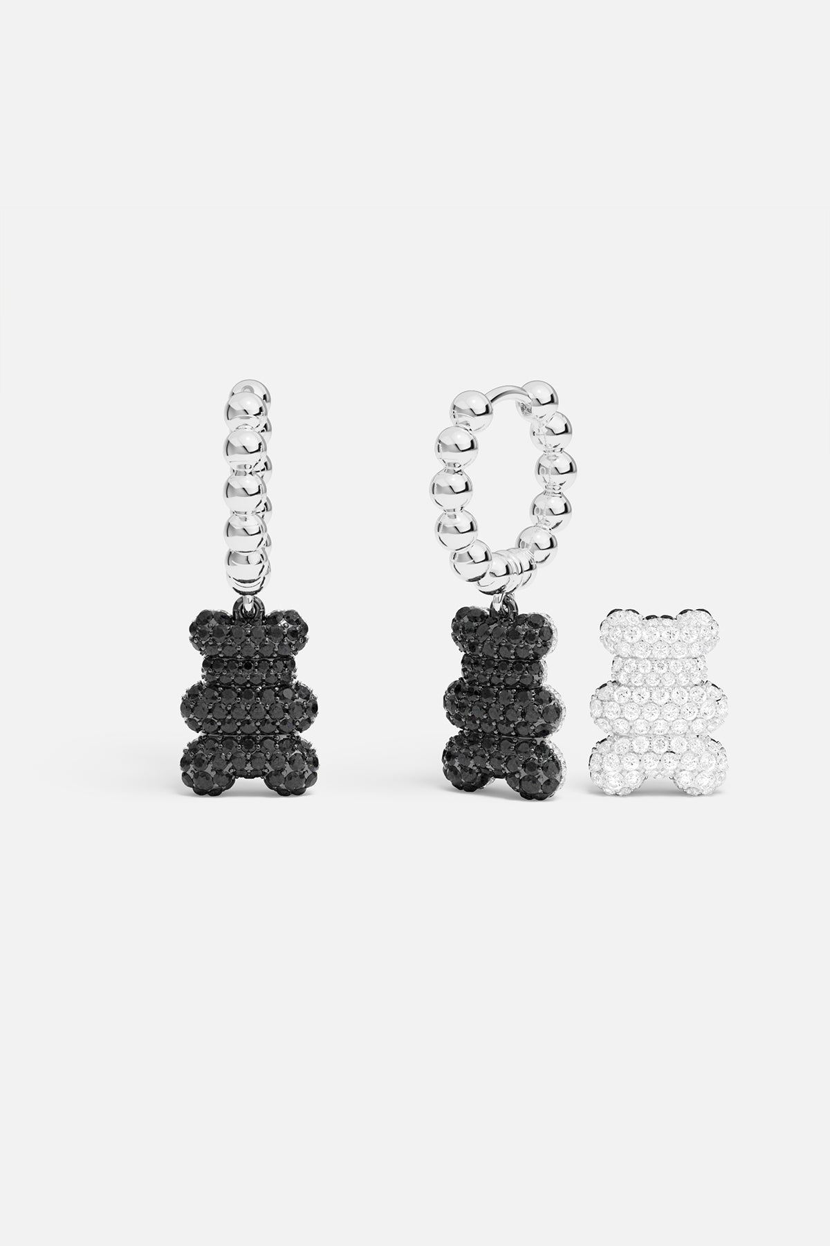 APM Monaco Baby Mood Yummy Bear Hoop Earrings in Silver